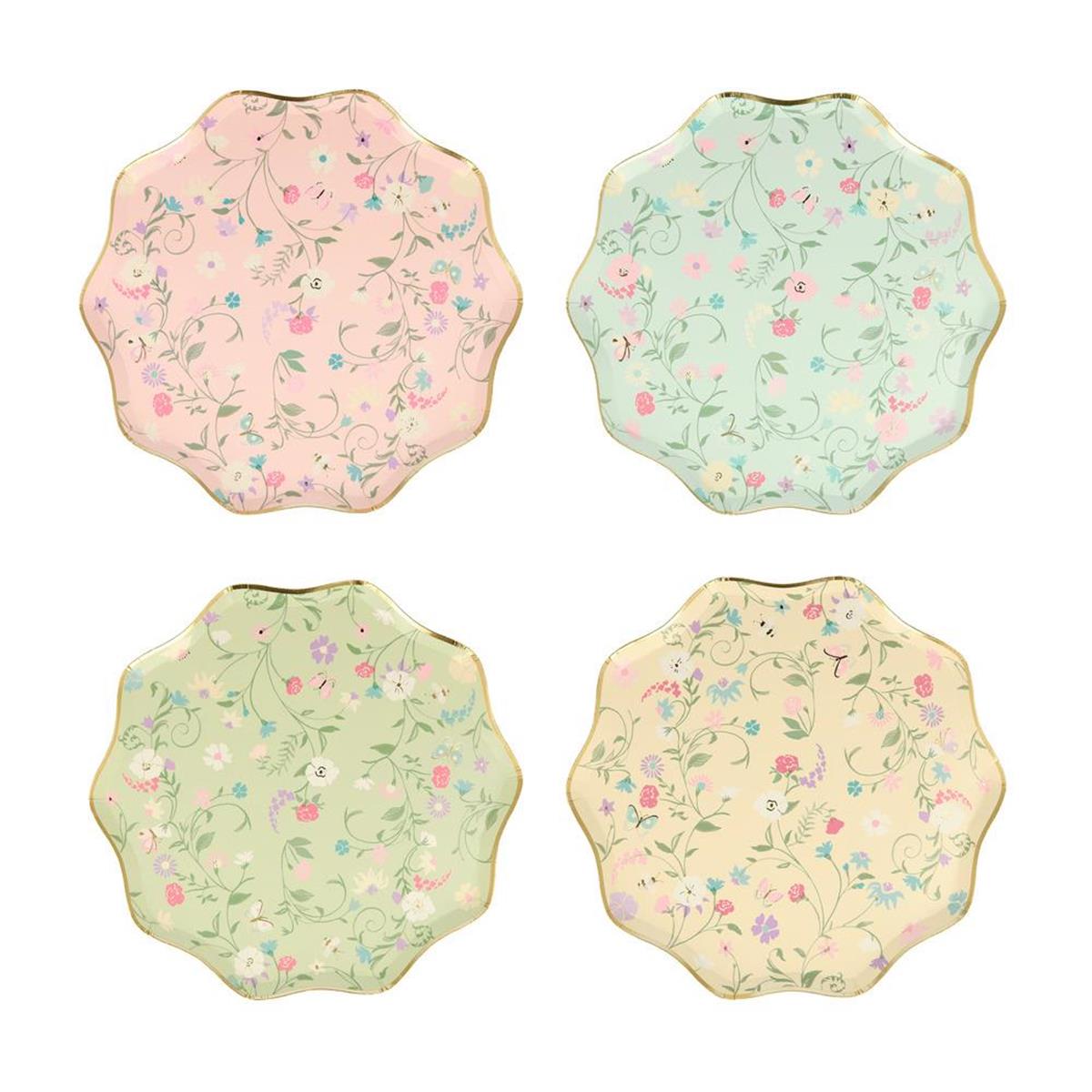 Meri Meri - Ladurée Paris Floral Side Plates - Ladurée Paris Çiçekli Tabaklar (M) (8'li)