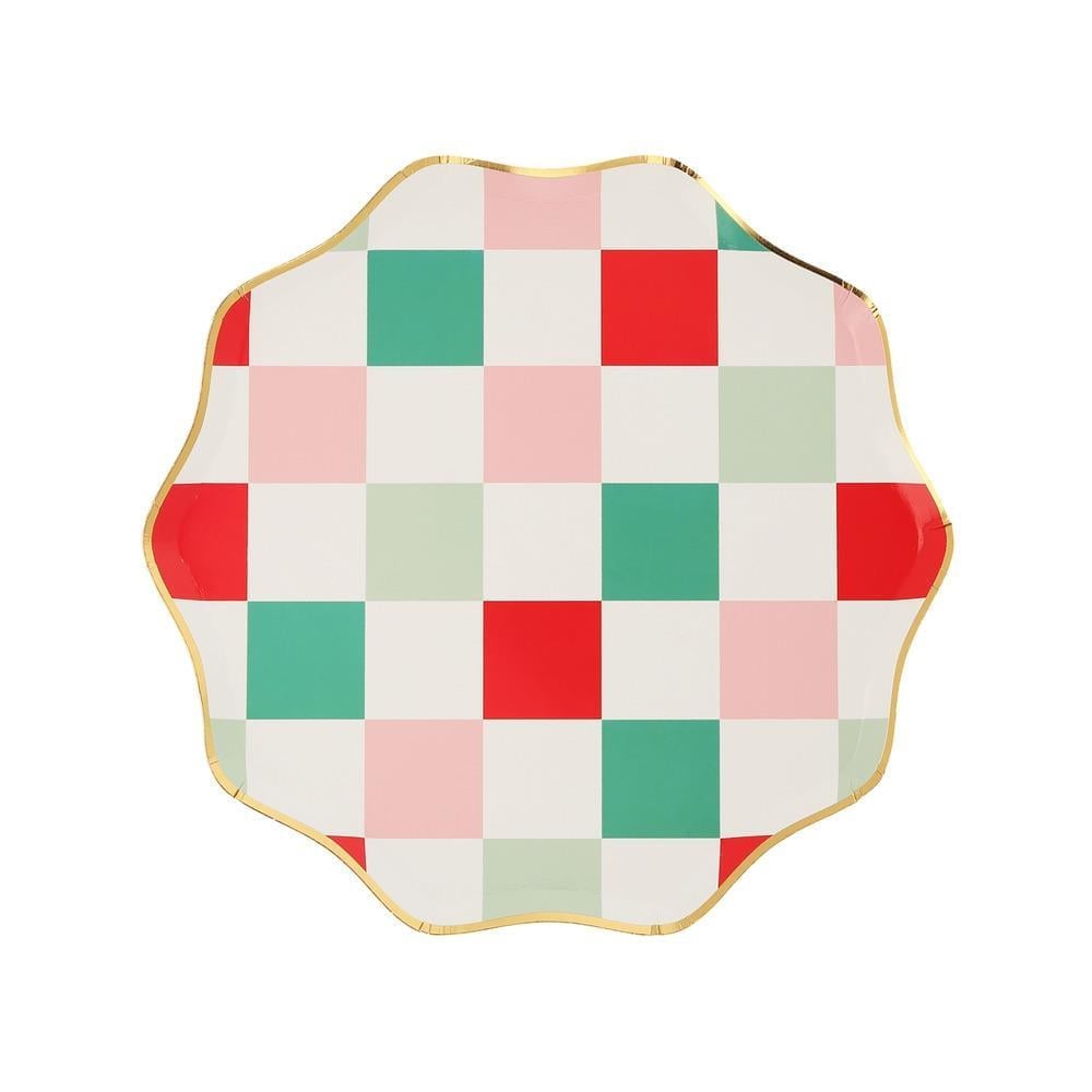 Meri Meri - Multi Check Side Plates - Kareli Tabaklar (M) (8'li)