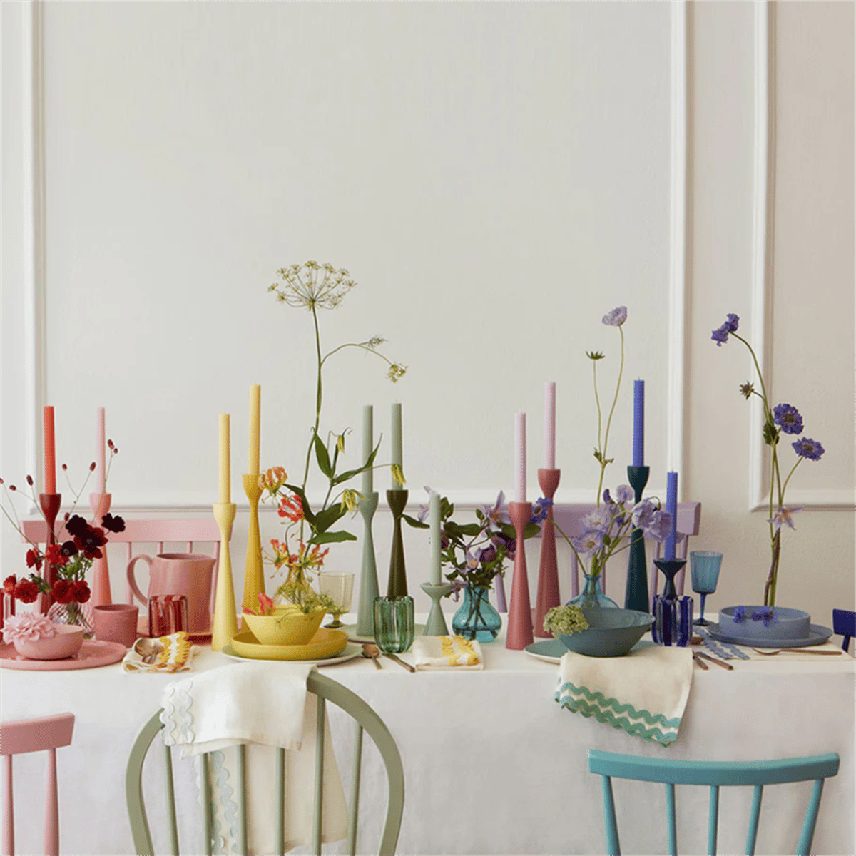 Meri Meri - Rainbow Taple Candles - Gökkuşağı Masa Mumları (12'li)