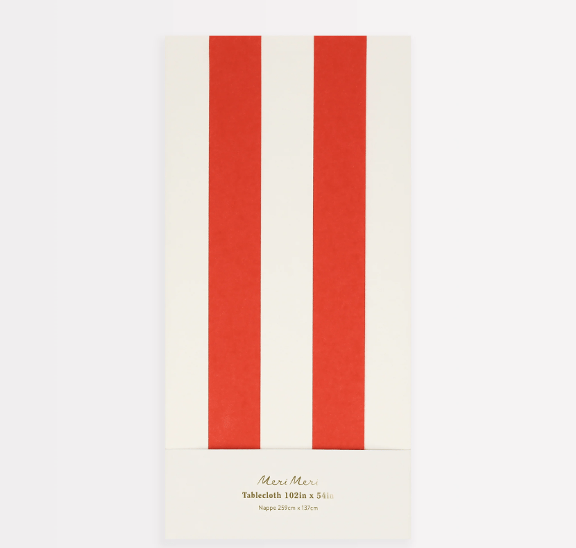 Meri Meri - Red Striped Tablecloth - Kırmızı Çizgili Masa Örtüsü