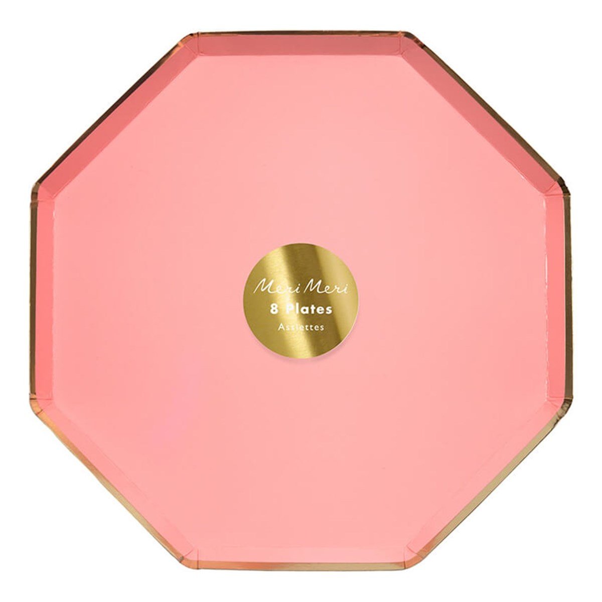 Meri Meri - Neon Coral Plates - Neon Mercan Tabaklar - L - 8'li
