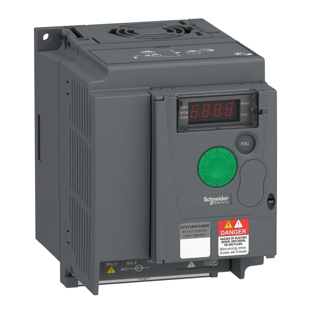 Schneider Değişken hızlı sürücü ATV310, 1.5 kW, 2 hp, 380...460 V, 3 fazı, filtresiz
