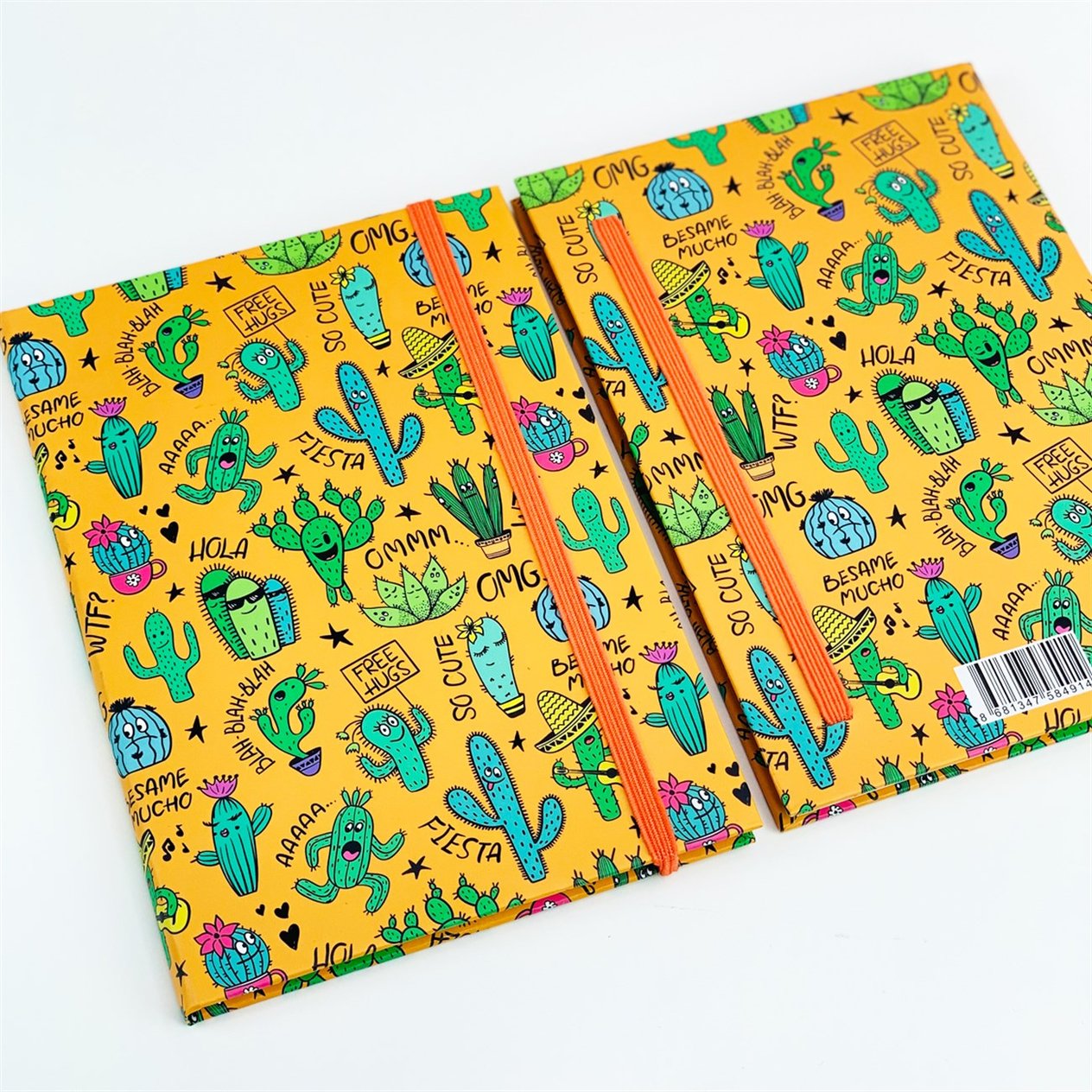 Kaktüs Tasarımlı Lastikli Defter