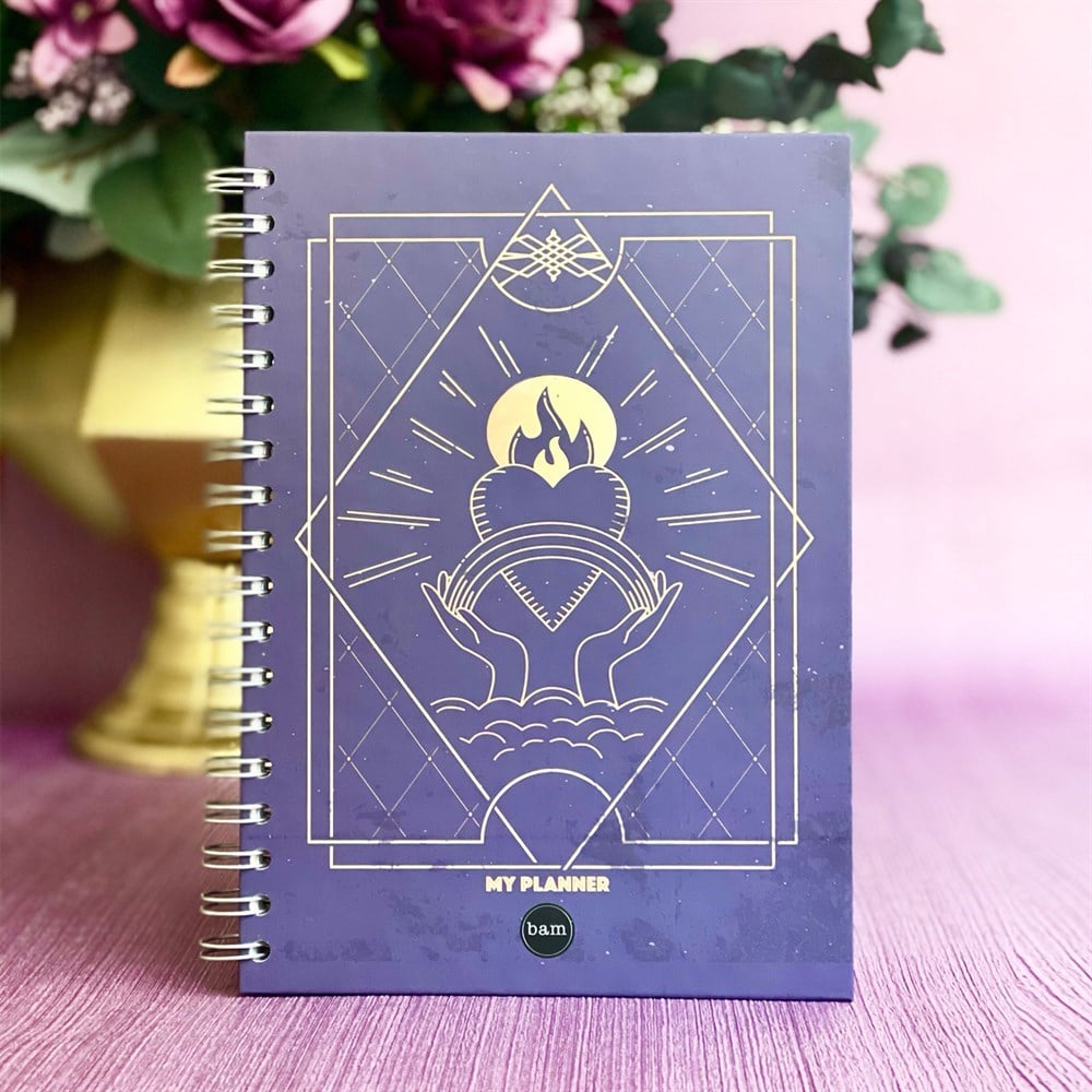 Tarot Gökkuşağı Kalp Ateş Tasarımlı Spiralli Defter