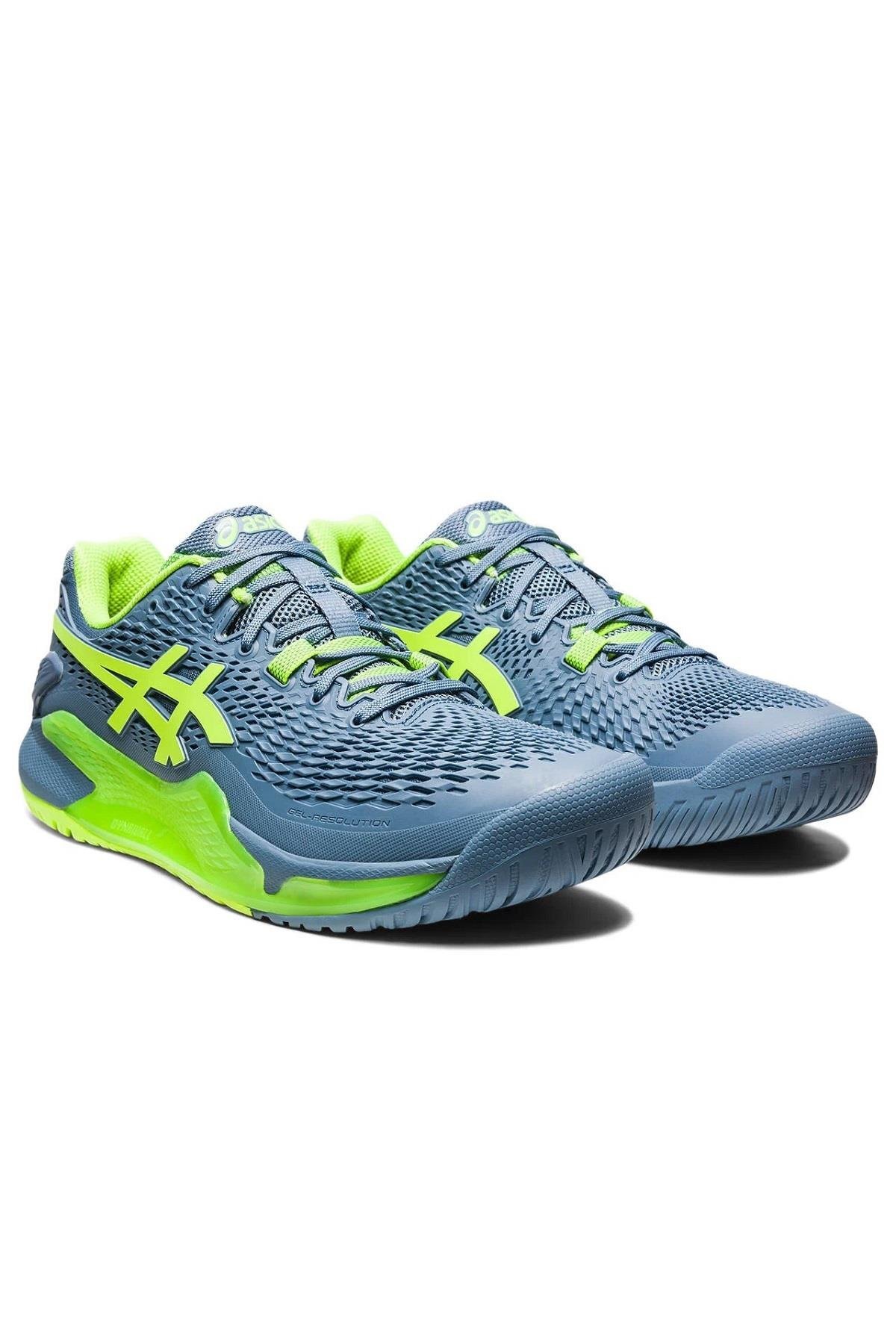 Asics  Asics Gel Resolution 9 Mavi Yeşil Erkek Tenis Ayakkabısı