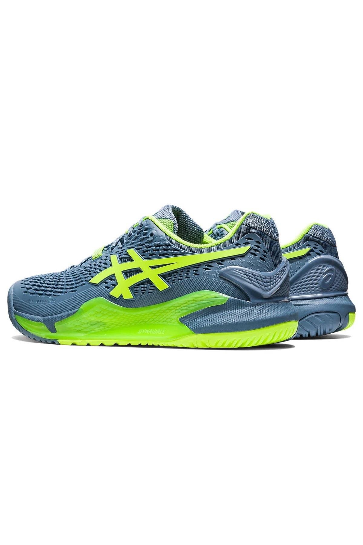 Asics  Asics Gel Resolution 9 Mavi Yeşil Erkek Tenis Ayakkabısı