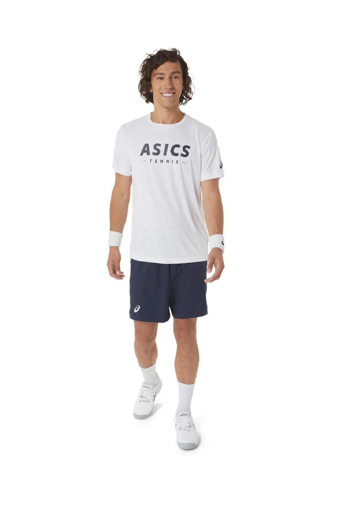 Asics Asics Court Tennis Graphic Tee Erkek Beyaz Tenis Tişört