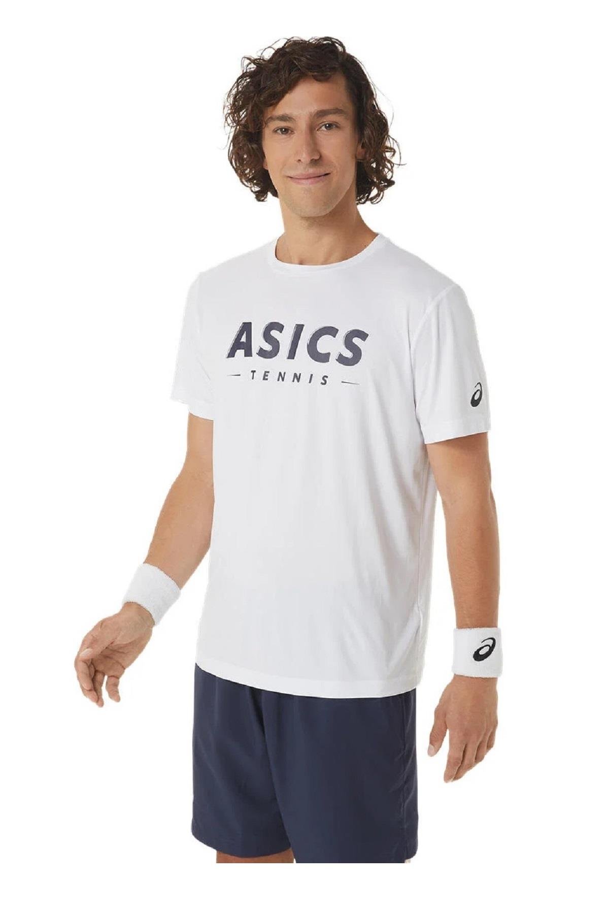 Asics Asics Court Tennis Graphic Tee Erkek Beyaz Tenis Tişört