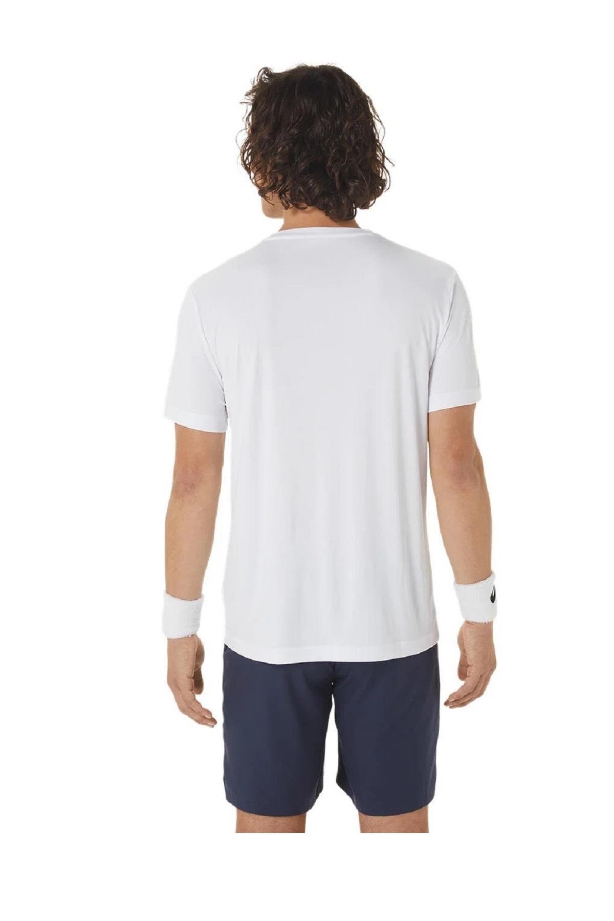 Asics Asics Court Tennis Graphic Tee Erkek Beyaz Tenis Tişört