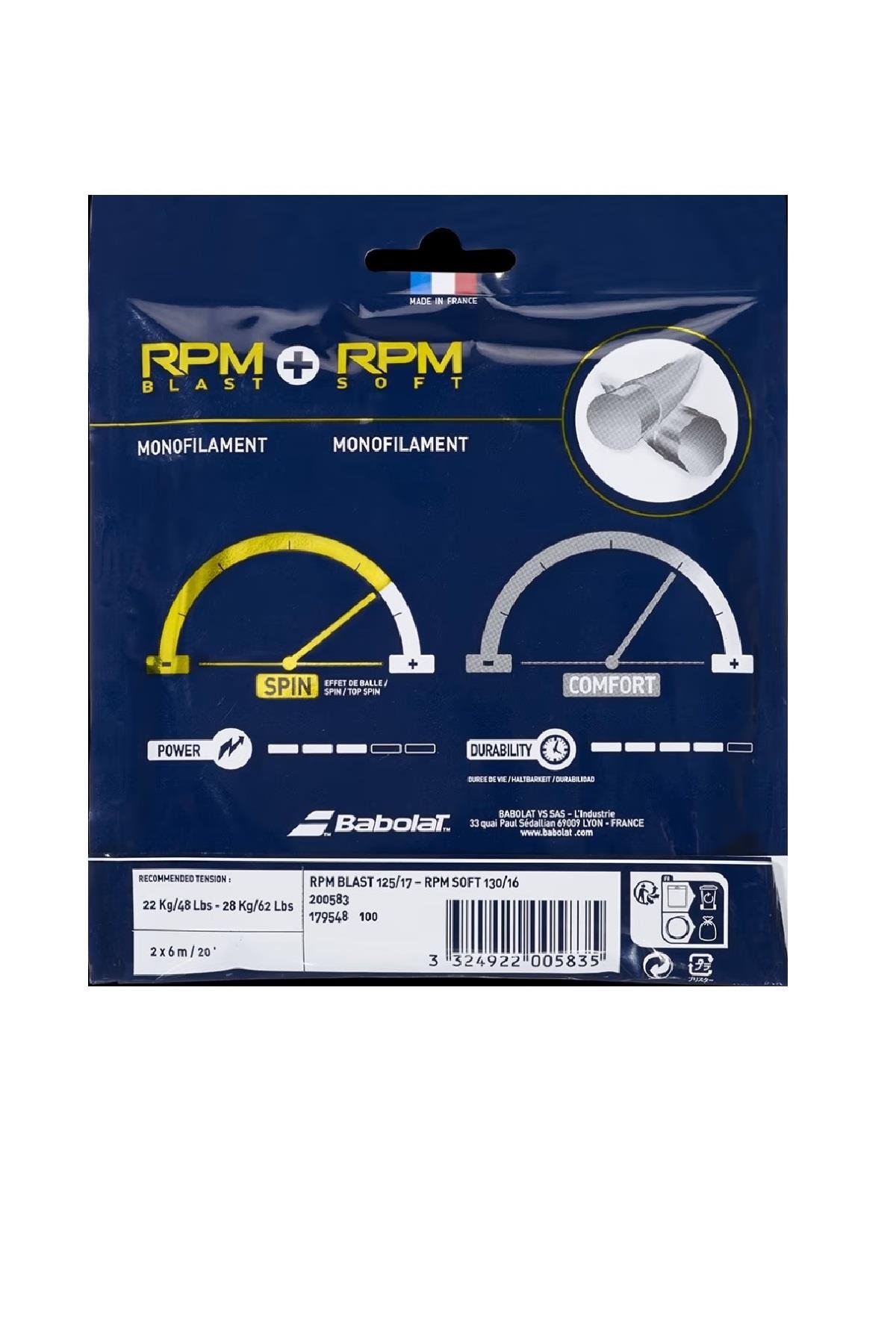 Babolat Babolat Hybrid RPM Blast 125 +RPM Soft 130 Tenis Kordaj Teli 12m