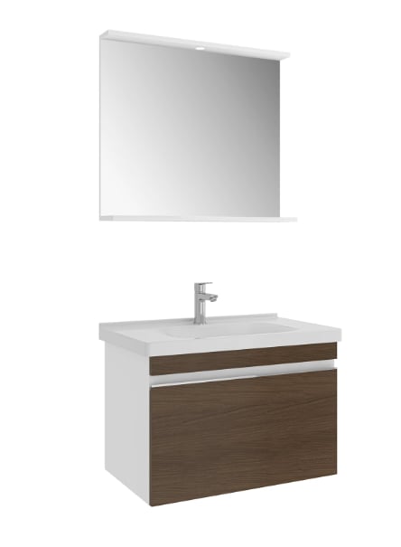Kale Banyo Woody 80Cm Beyaz/Ceviz Banyo Dolabı