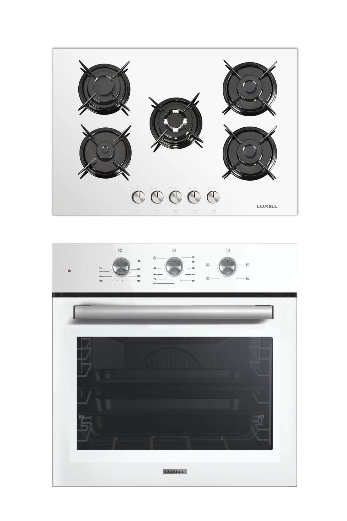 Luxell 2'li Ankastre Set (B66-SF2 MT Beyaz Fırın+ Lx-50 Oahdf Beyaz Ocak)
