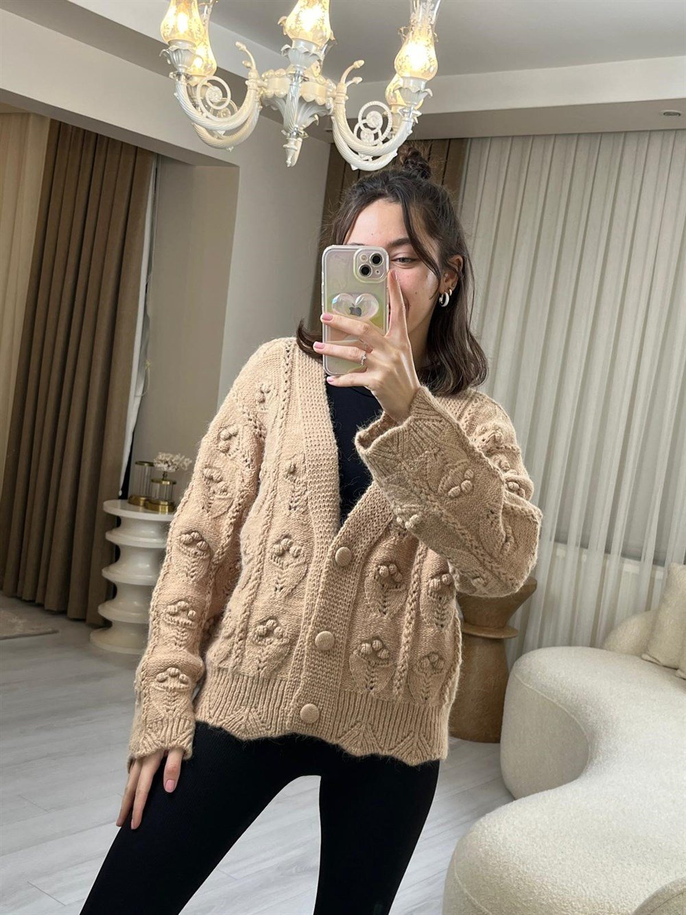 İŞLEMELİ KAHVE KISA HIRKA