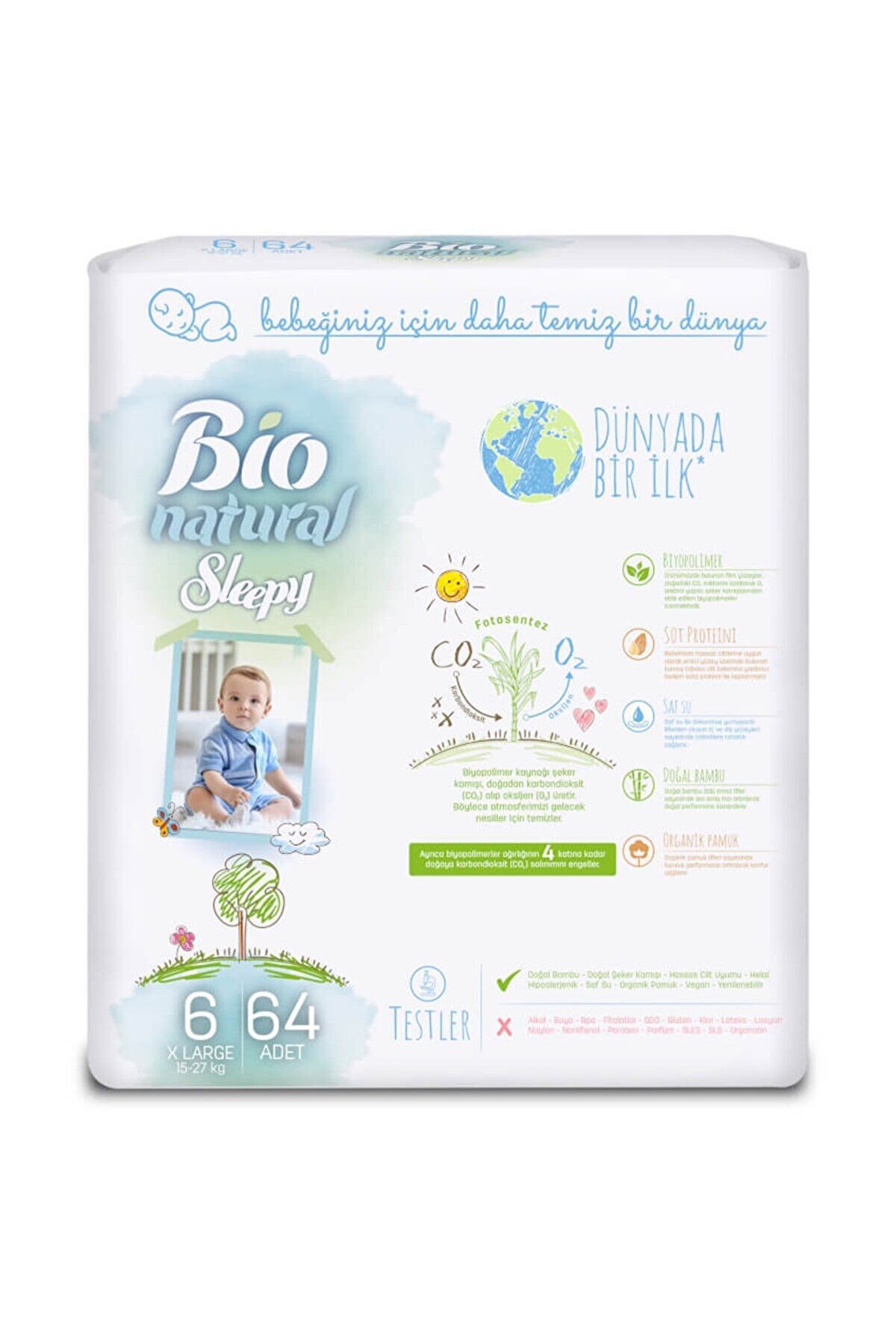 Sleepy Bio Naturel Dörtlü Jumbo 6 X Large 64'lü