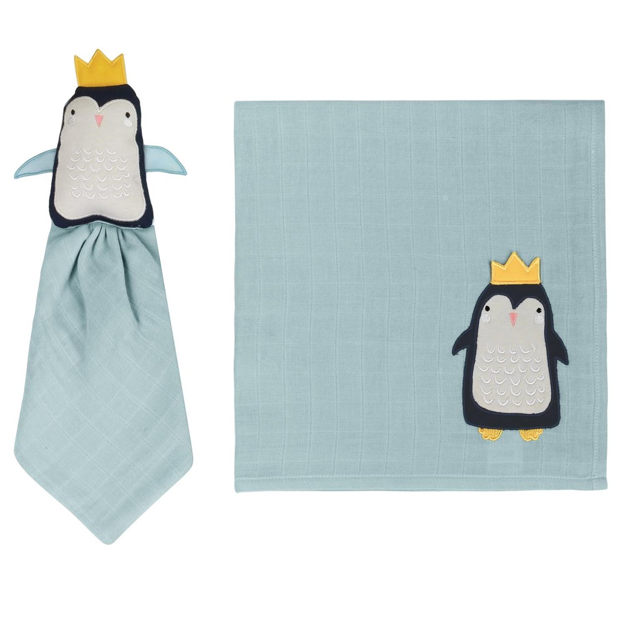 Uyku Arkadaşı - Penguen Uyku Arkadaşı + Müslin Set - Miespiga