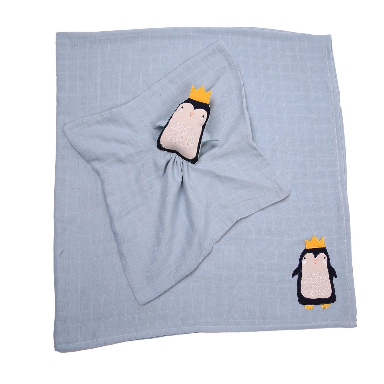 Uyku Arkadaşı - Penguen Uyku Arkadaşı + Müslin Set - Miespiga