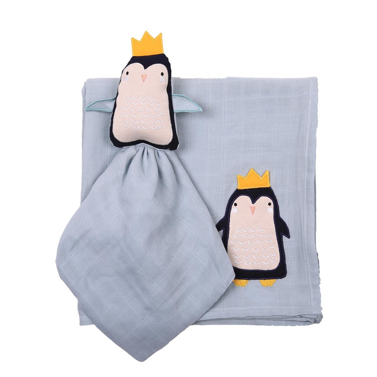 Uyku Arkadaşı - Penguen Uyku Arkadaşı + Müslin Set - Miespiga