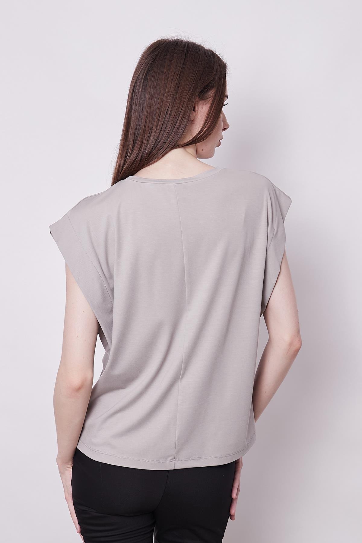 JUMENTkadın kolsuz geniş sıfır yaka düşük omuzlu basic tshirt