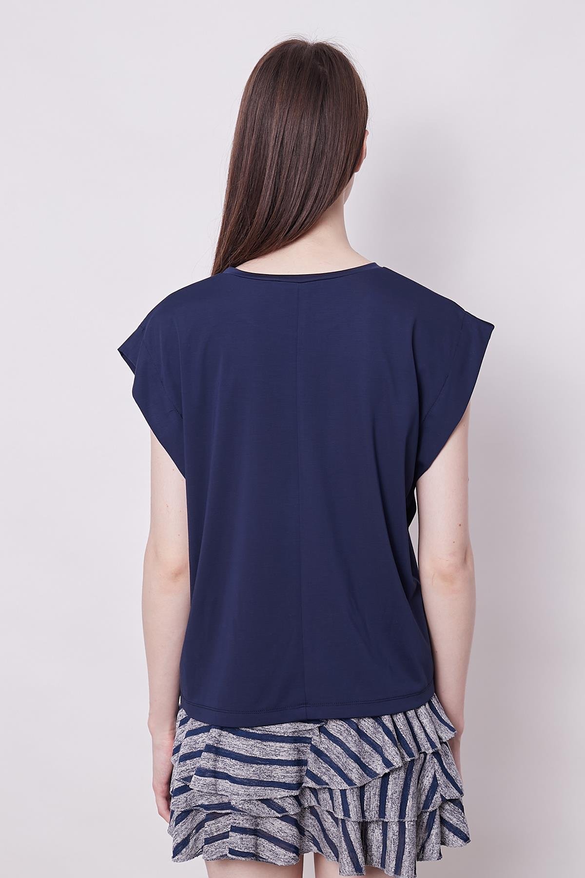 JUMENTkadın kolsuz geniş sıfır yaka düşük omuzlu basic tshirt