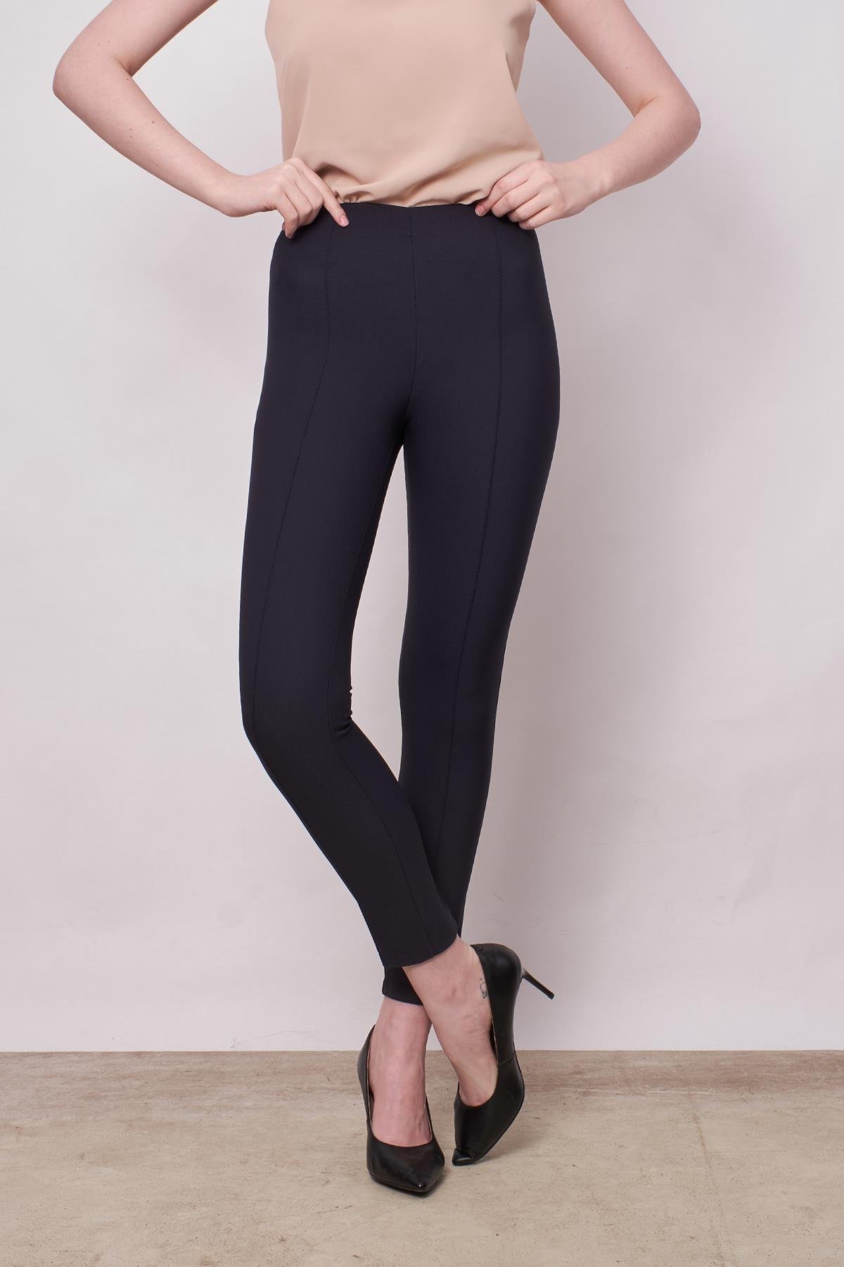 JUMENTPower Strech Likralı Dar Kesim Yüksek Bel Beli Lastikli Bilek Boy Pantolon-Lacivert