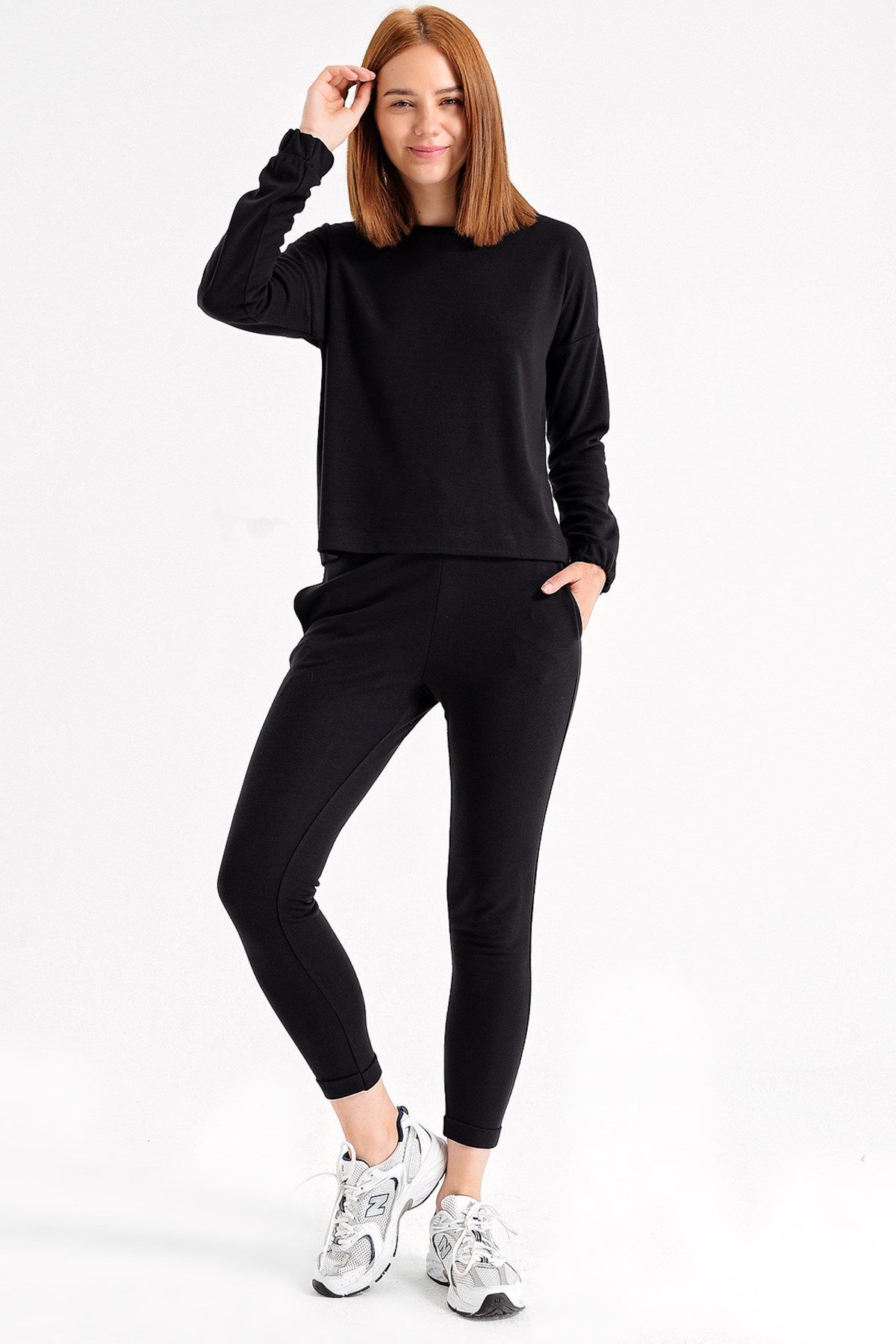 JUMENTSıfır Yaka Uzun Kol Sweatshirt -Siyah