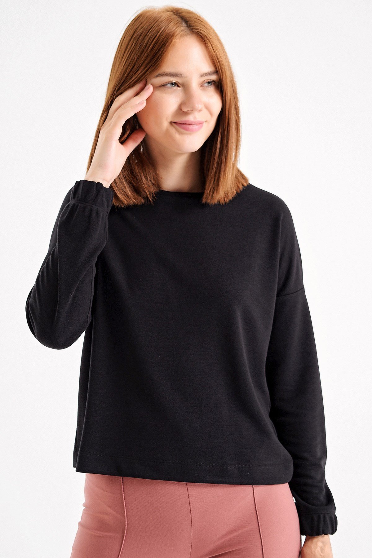 JUMENTSıfır Yaka Uzun Kol Sweatshirt -Siyah