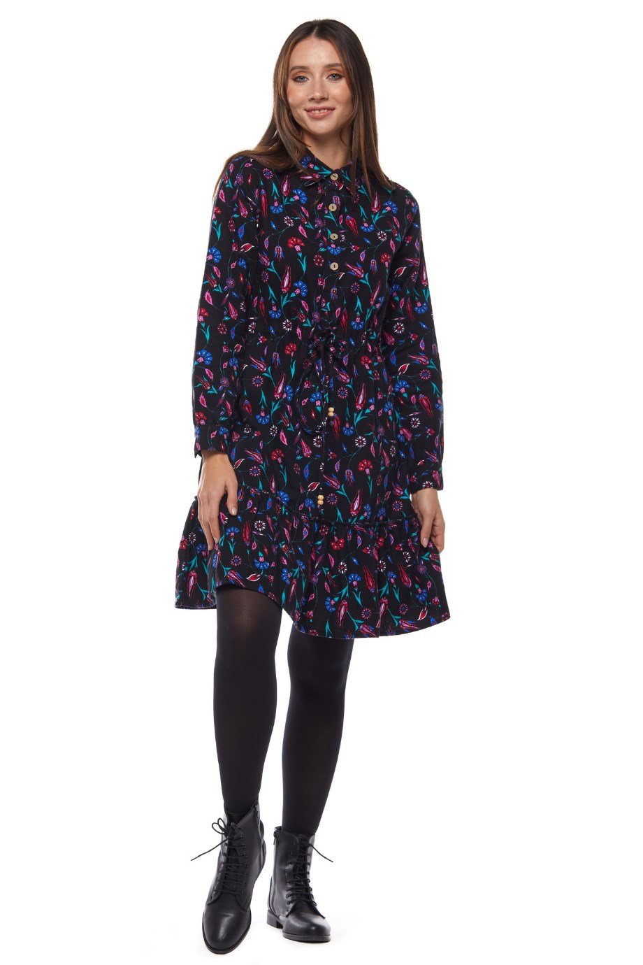 Black Tile Pattern Short Dress