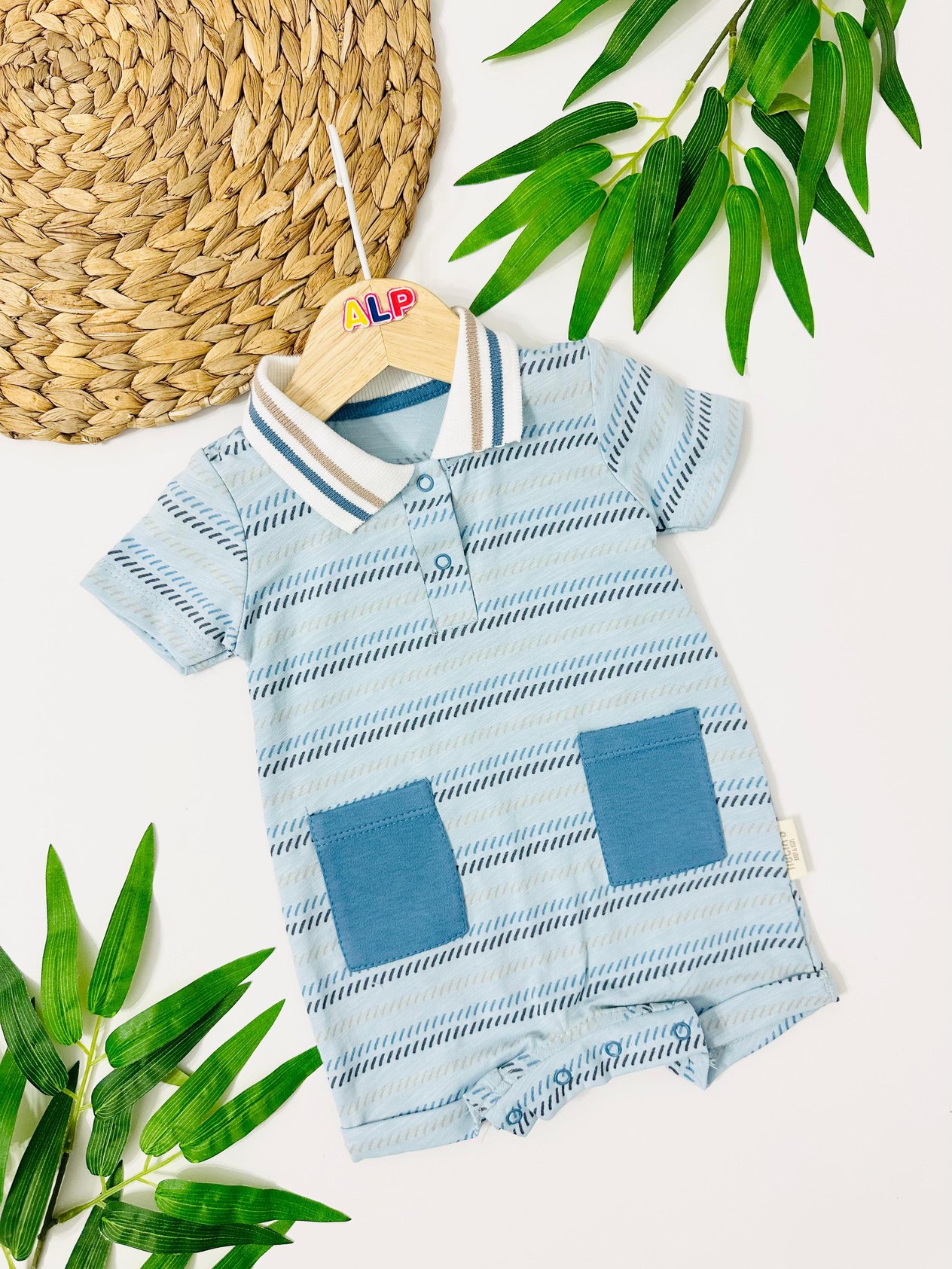 Australia Polo Yaka Cep Detaylı Tulum - Mavi  