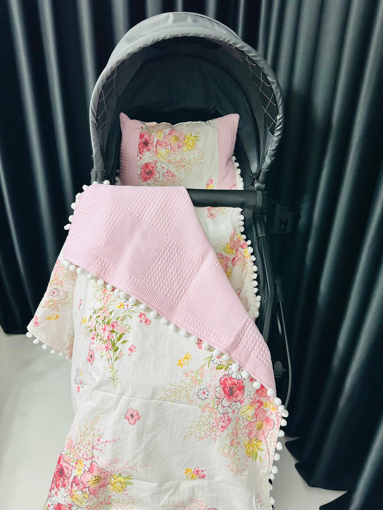 Carmen  90*100 Çift Katlı Pikeli Müslin Battaniye Yastık ve Alt Açma 3lü Set - Pembe 