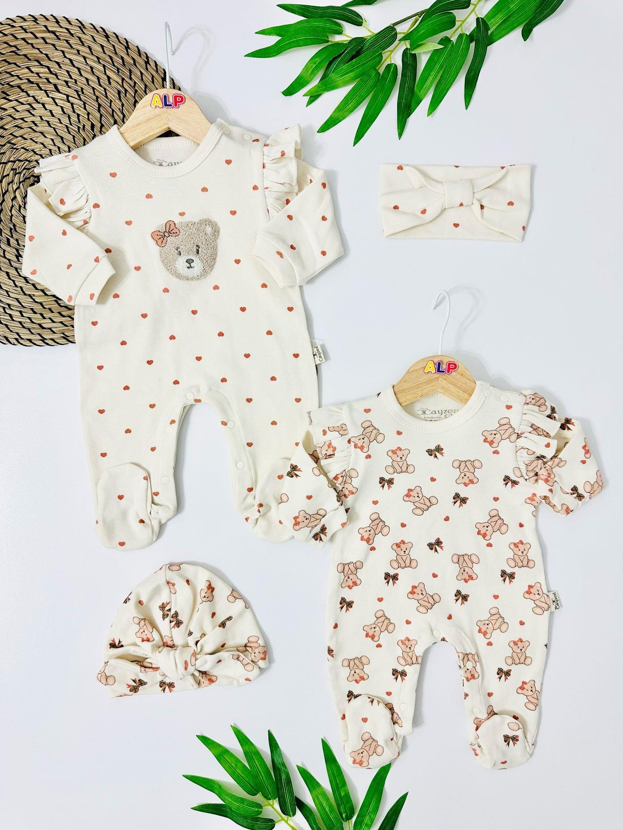 Central Africa  Şapka Bandana 2 Li Tulum Set - krem