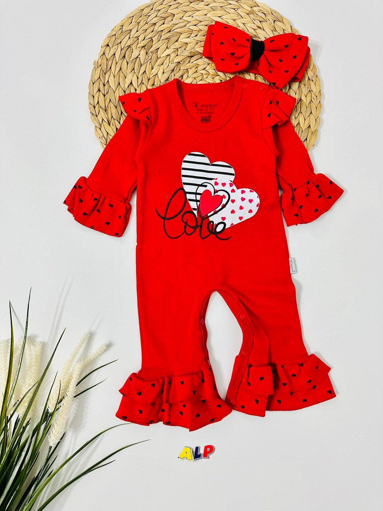 İspanyol Paça Love 2li Tulum Set - Kırmızı 