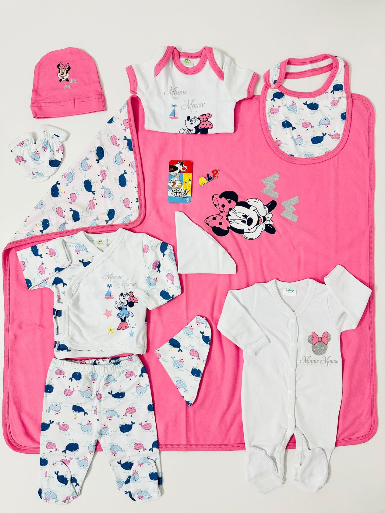 Minnie Mause   10 Parça Hastane Çıkışı Yeni Doğan Set-Fuşya