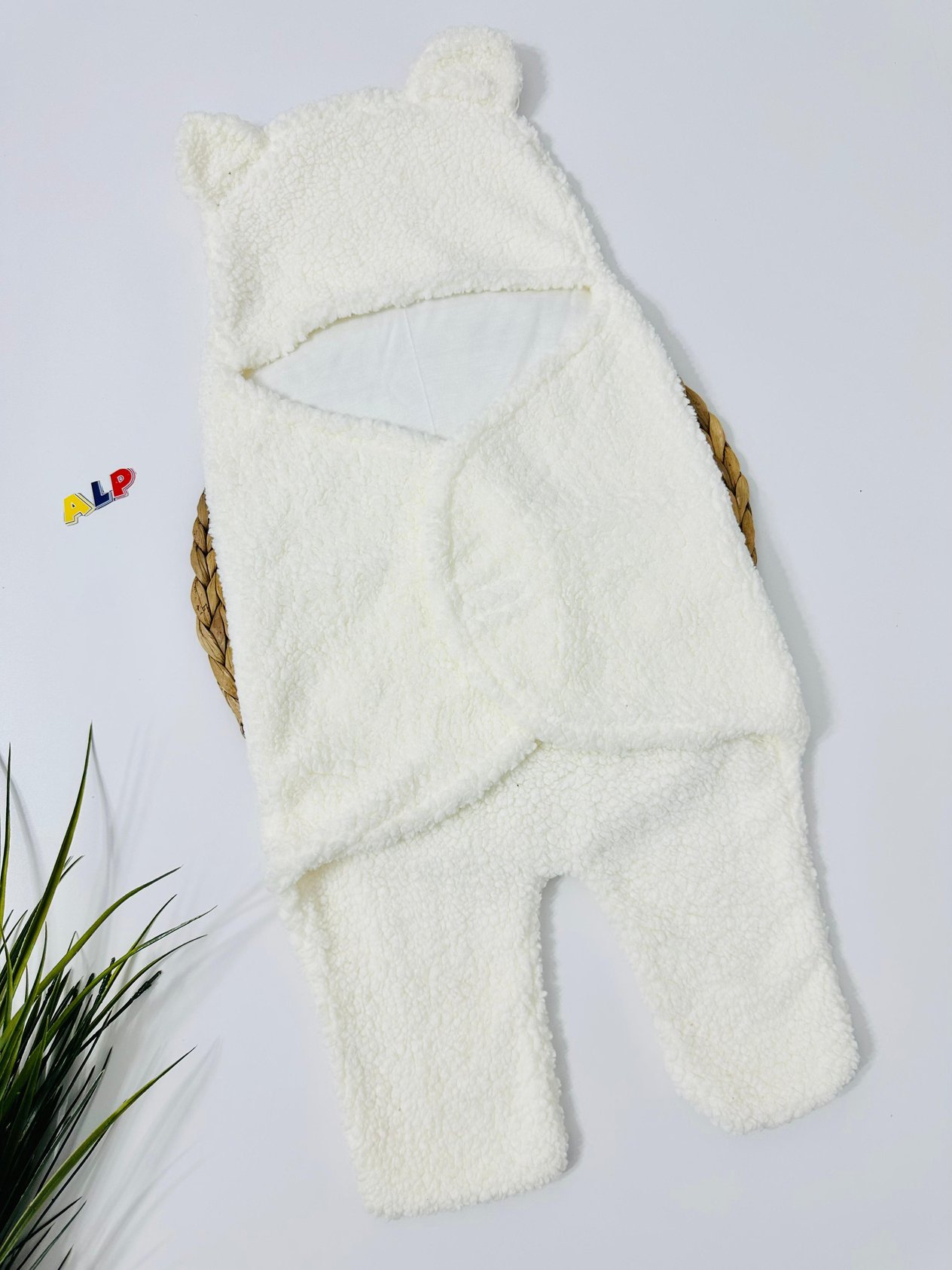 Poland 70-45cm Kapüşonlu İçi Polar Yün Triko Kundak - Krem
