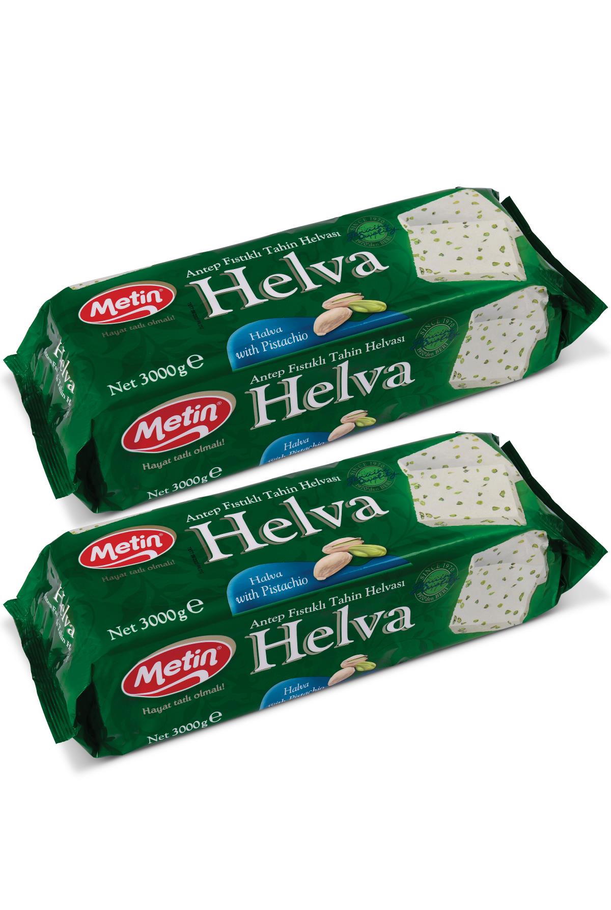 Metin Helva -Antep Fıstıklı Helva Blok 3000 Gr x 2 Adet 