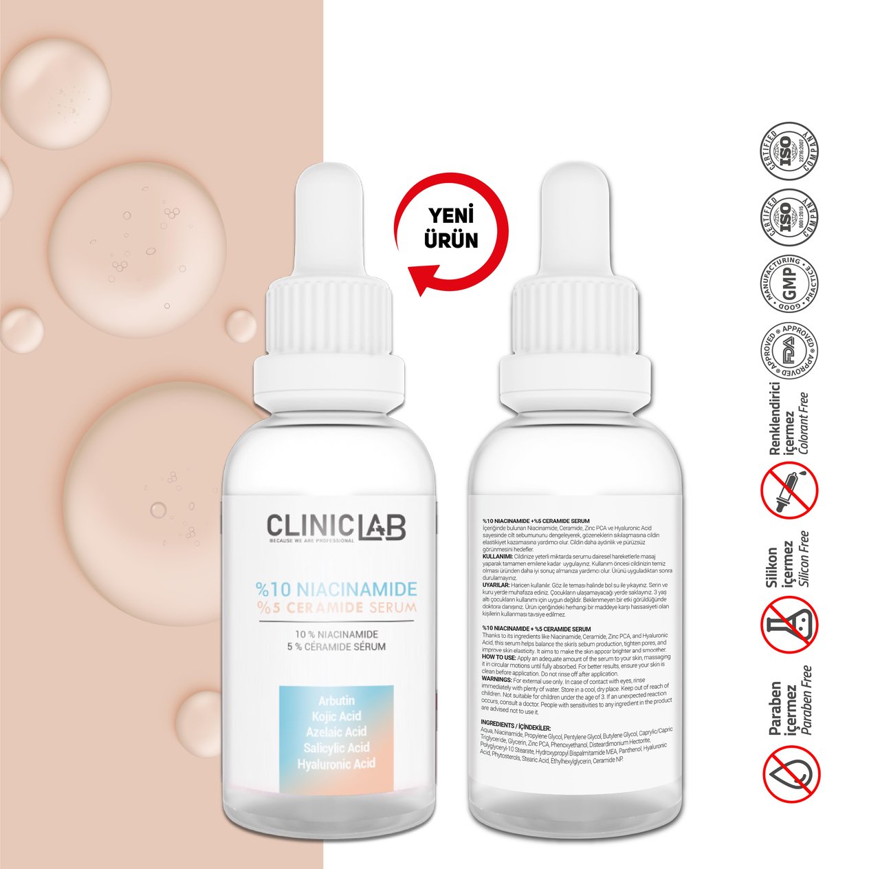 Cliniclab %10 Niacinnamide and %5 Ceramide Serum 30 mL