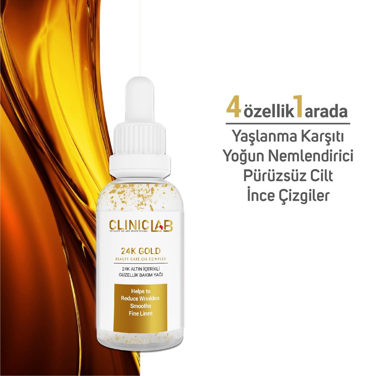 ClinicLab 24K Gold Altın Parçacıklı Yaşlanma Karşıtı Bakım Yağı 30 ML