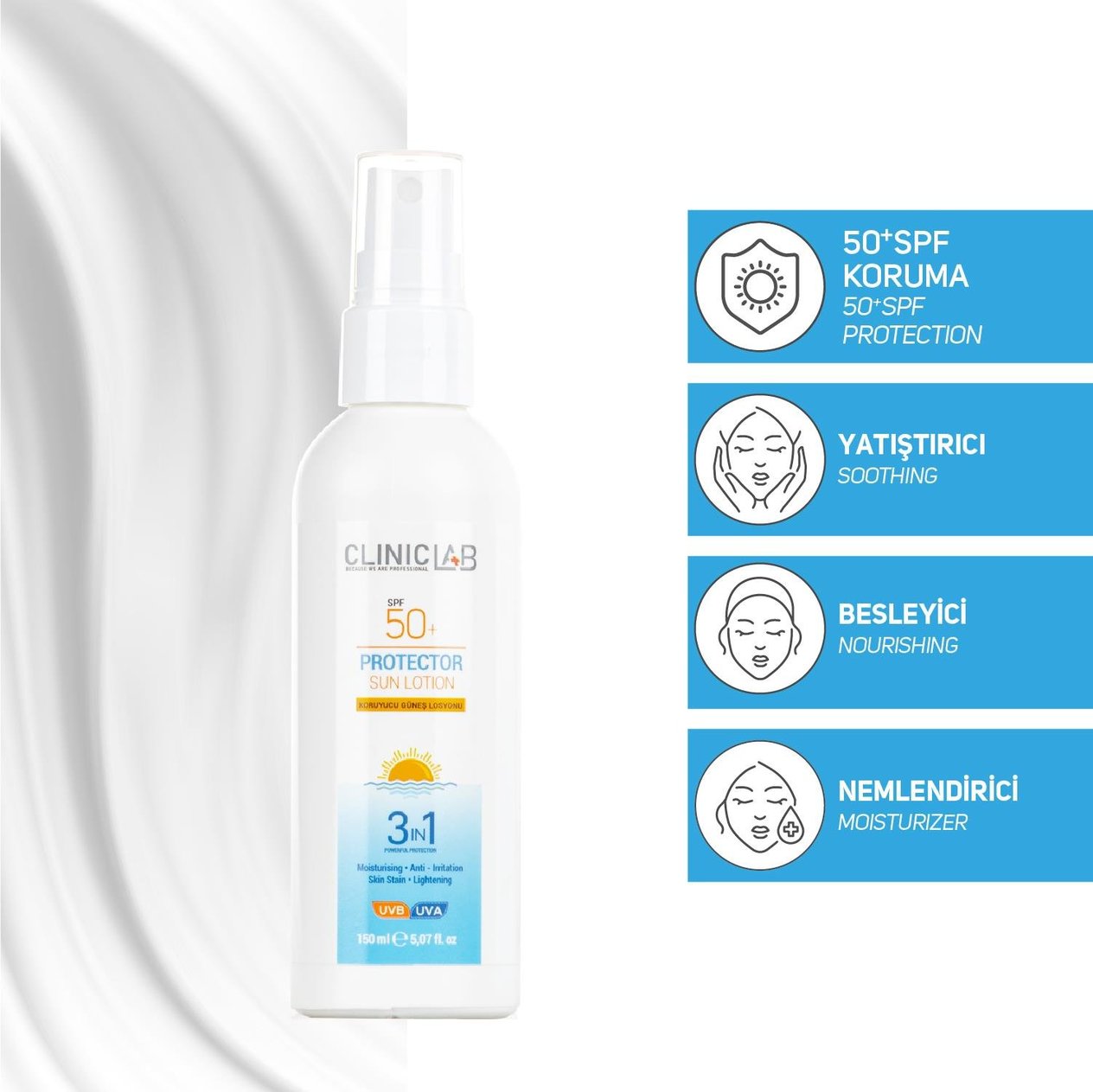 ClinicLab 50+ SPF Güneş Losyonu 150 ml