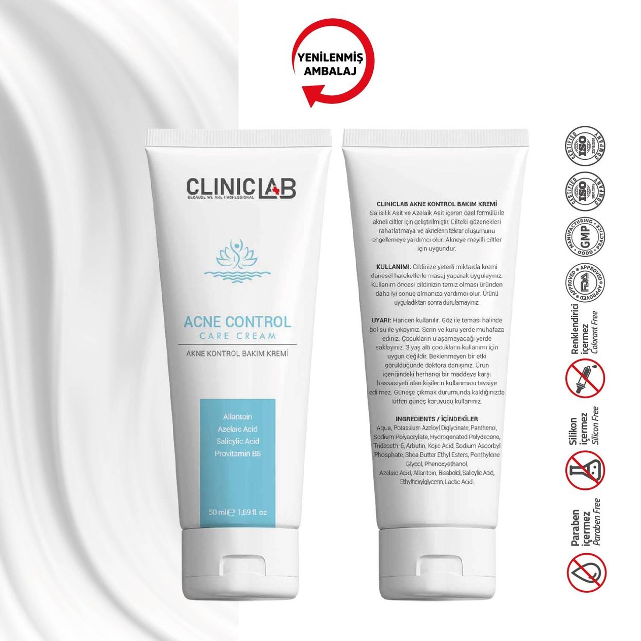 ClınıcLab Akne Kontrol Bakım Kremi 50 ML