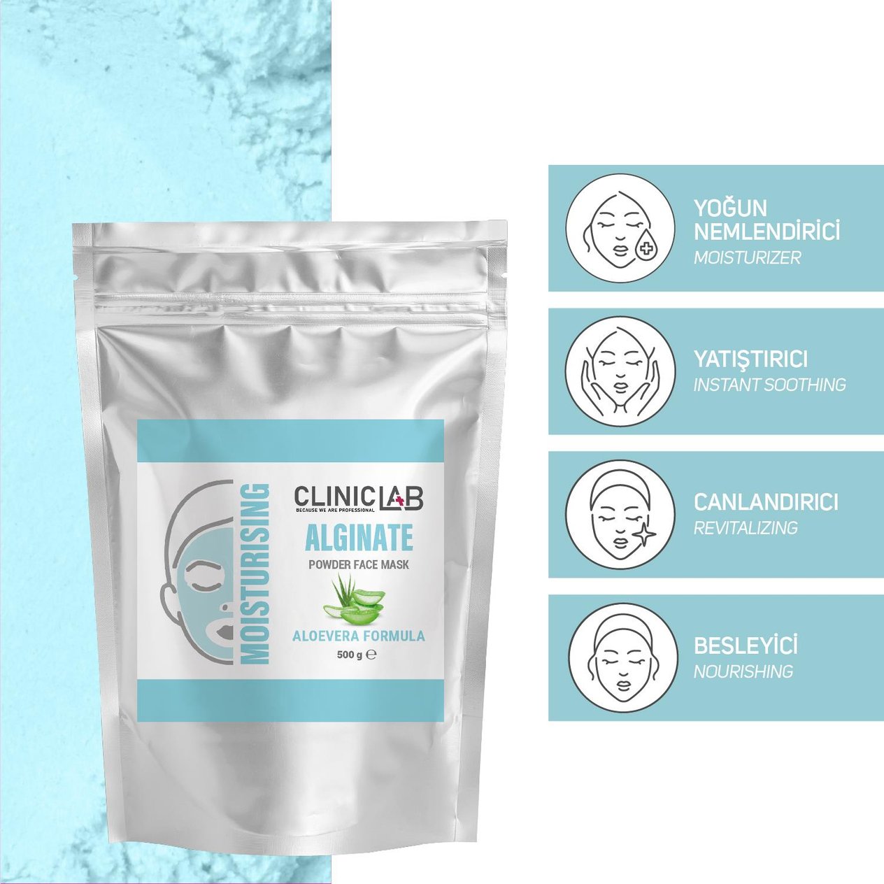 Cliniclab Alginate Nemlendirici Toz Yüz Maske 500 gr