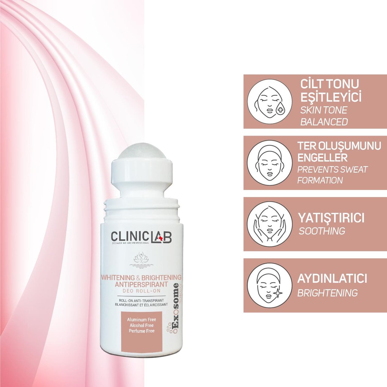 Cliniclab Beyazlatıcı ve Aydınlatıcı Terleme Önleyici Roll-On 50 ml 