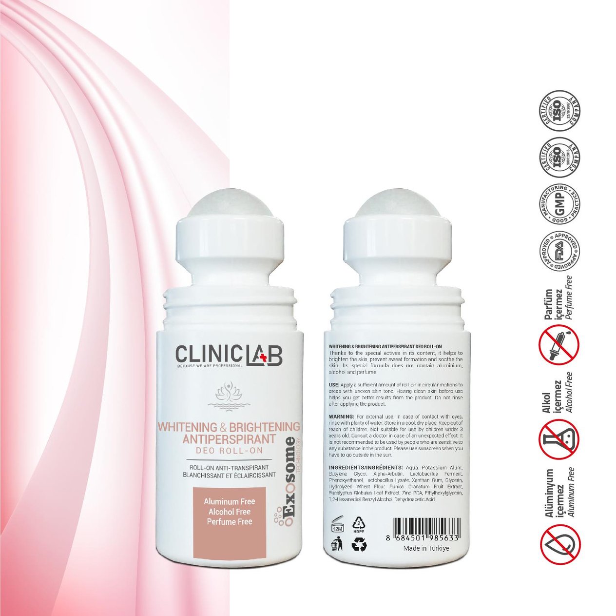 Cliniclab Beyazlatıcı ve Aydınlatıcı Terleme Önleyici Roll-On 50 ml 