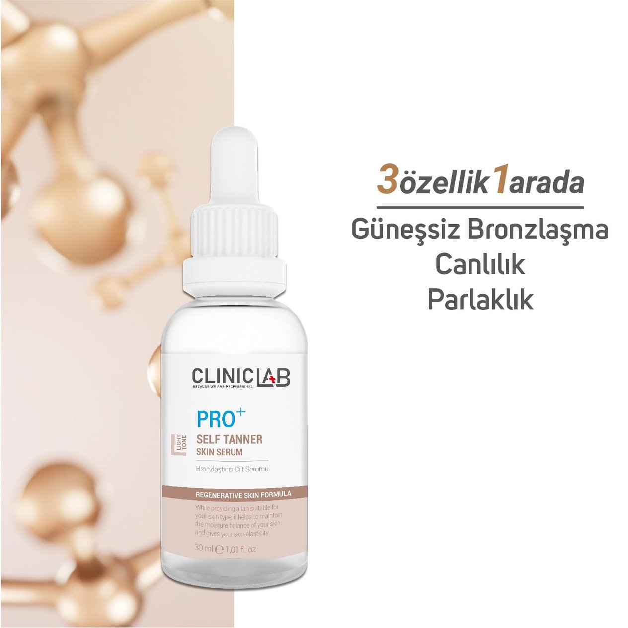 ClinicLab Pro+ Bronzlaştırıcı Cilt Serumu Ligth Tone 30 ml