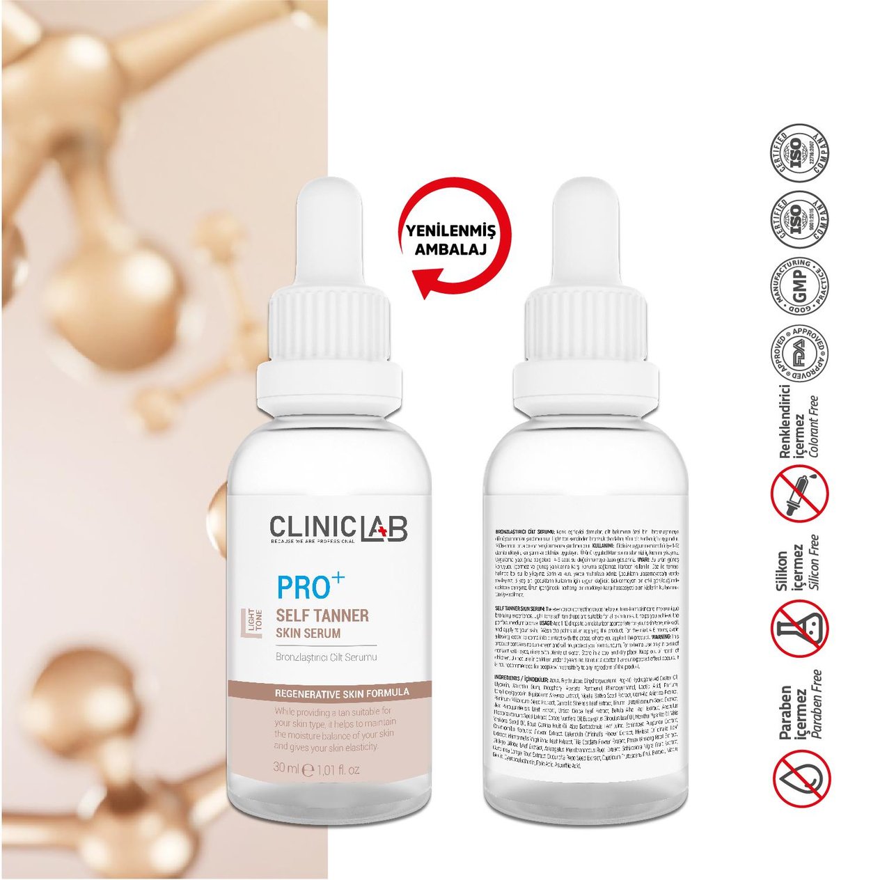 ClinicLab Pro+ Bronzlaştırıcı Cilt Serumu Ligth Tone 30 ml