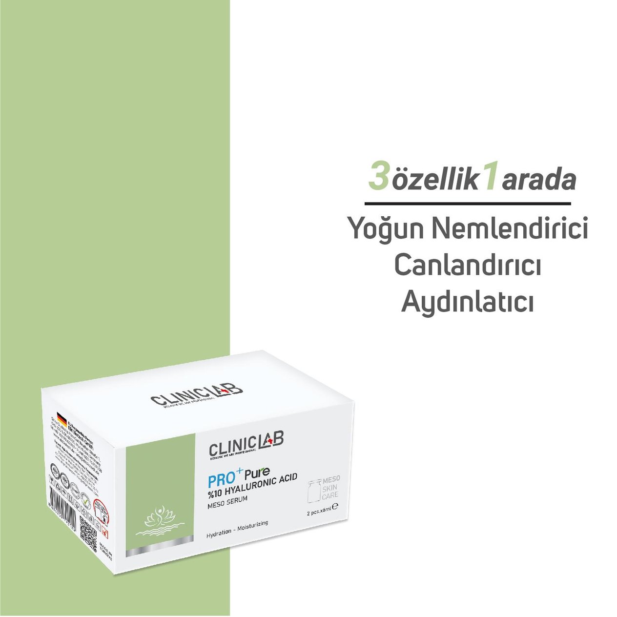 Cliniclab Pro+ Pure %10 Hyaluronic Acid Meso Serum 6 mL x 2 pcs  