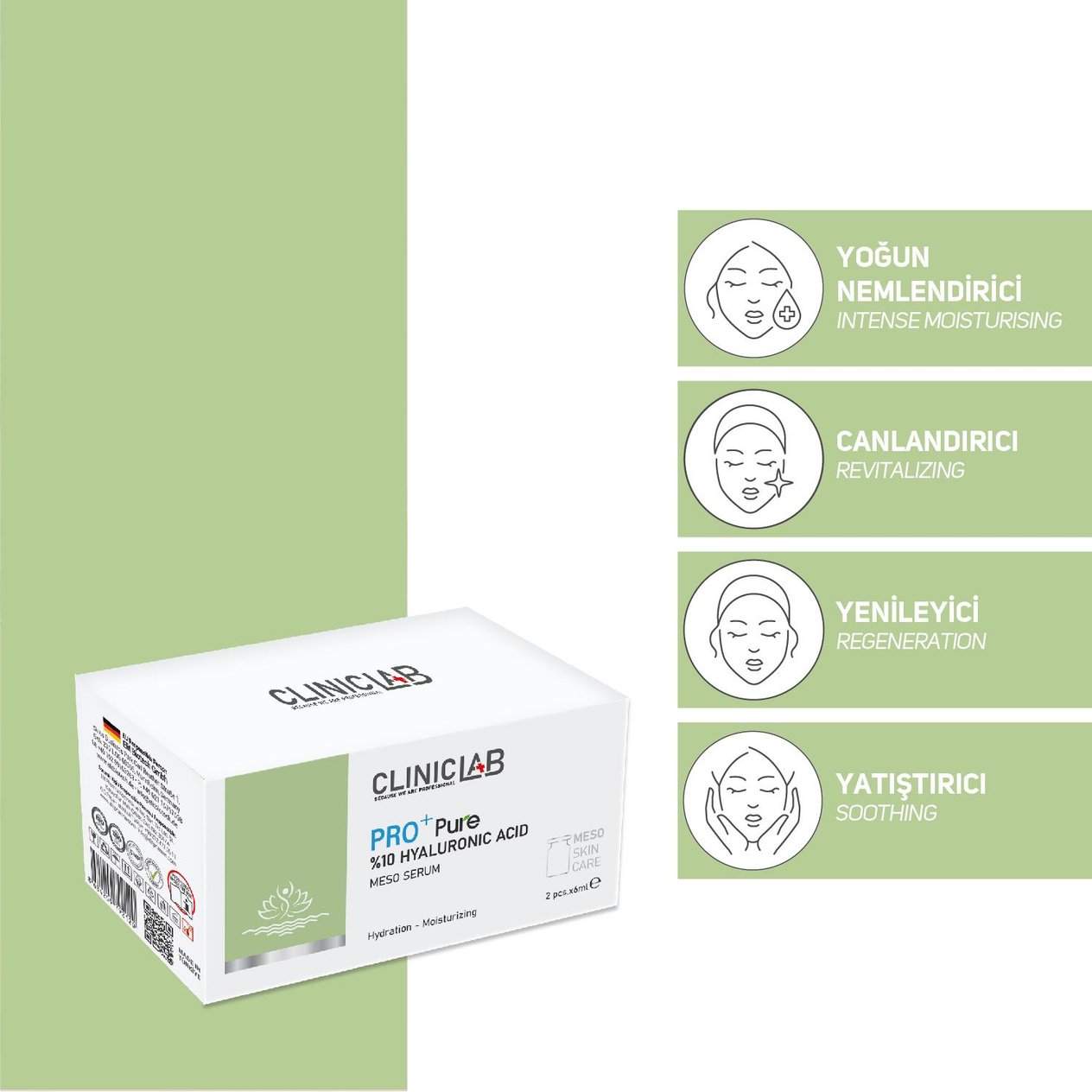Cliniclab Pro+ Pure %10 Hyaluronic Acid Meso Serum 6 mL x 2 pcs  