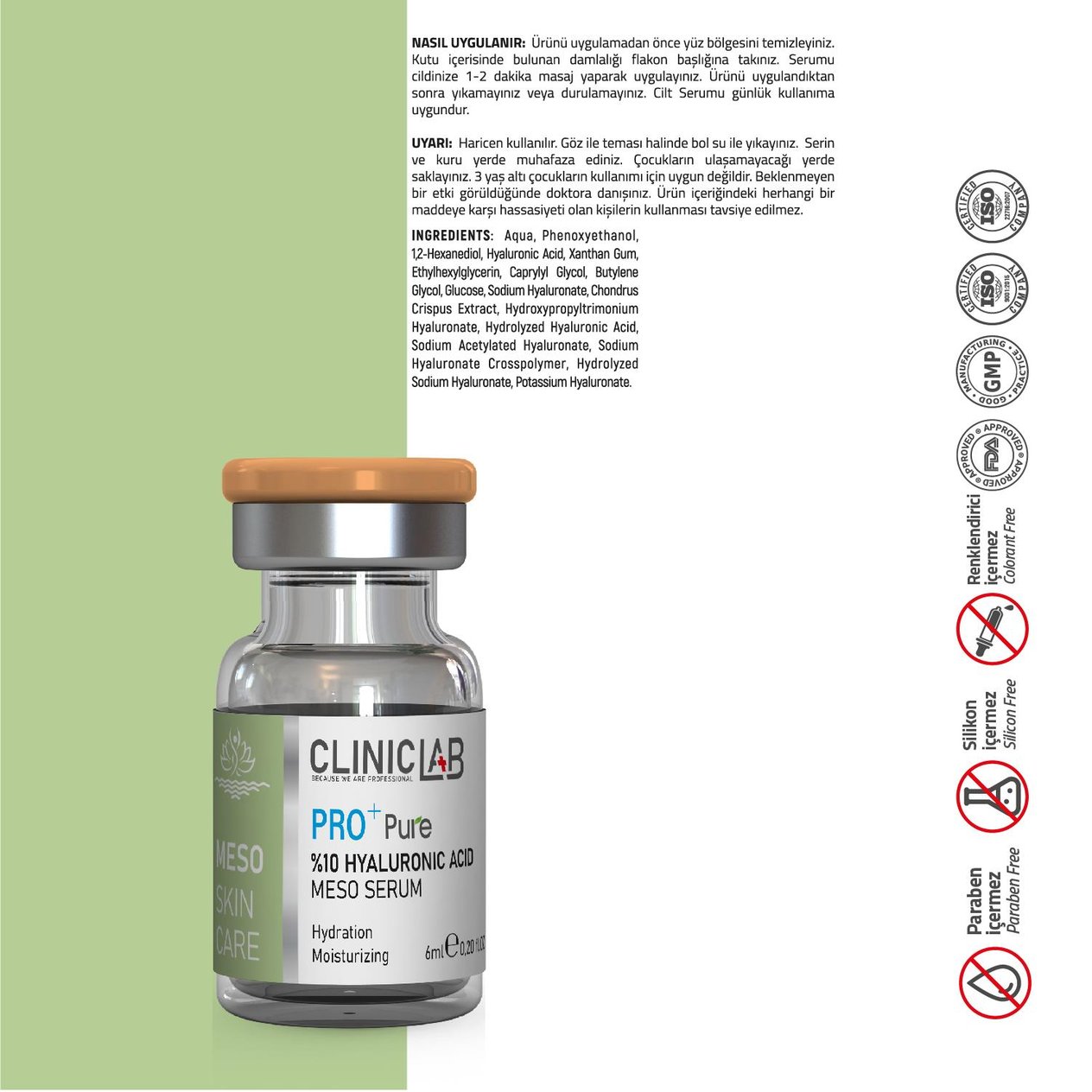 Cliniclab Pro+ Pure %10 Hyaluronic Acid Meso Serum 6 mL x 2 pcs  