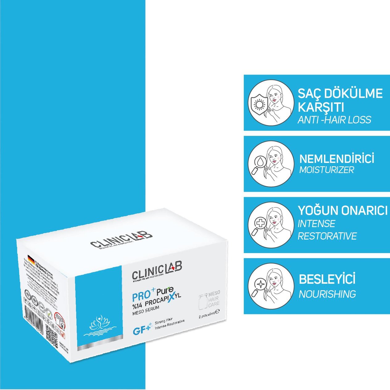Cliniclab Pro+ Pure %14 Procapixyl Growth Factor Meso Serum 6 mL x 2 pcs  