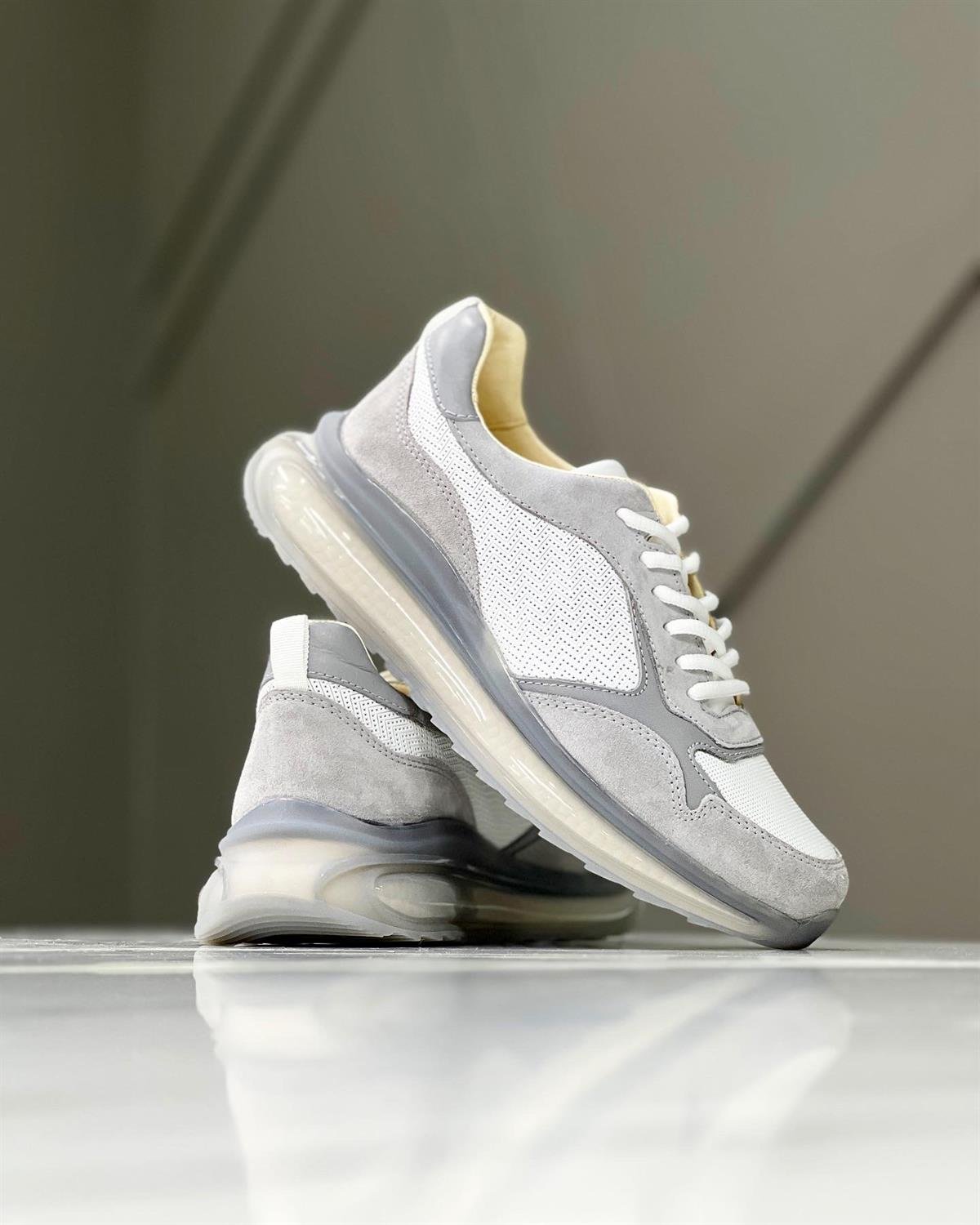 GREY DENVER 0384 HAKİKİ DERİ ERKEK SNEAKER GRİ