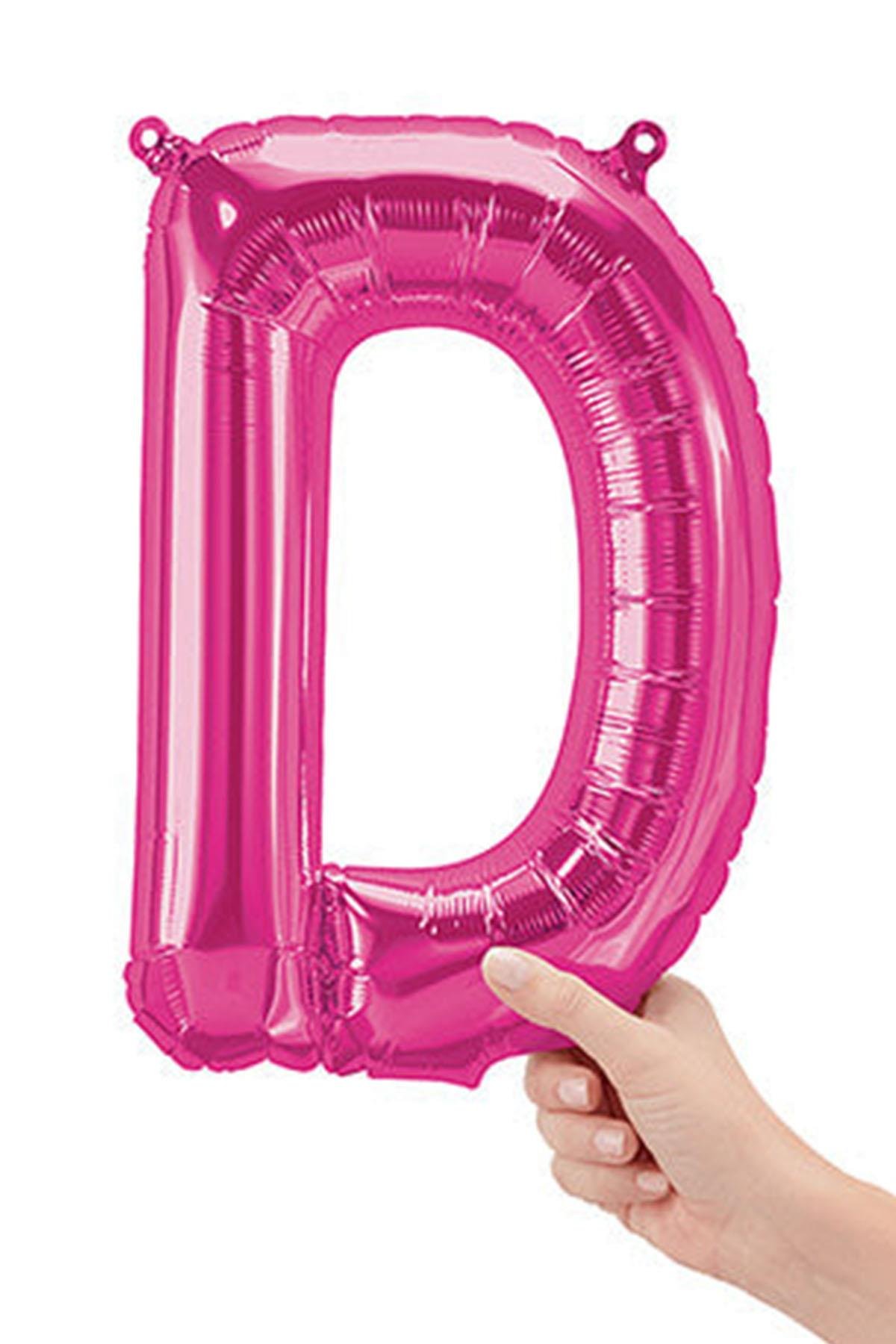 D Harf Pembe Folyo Balon 40 cm