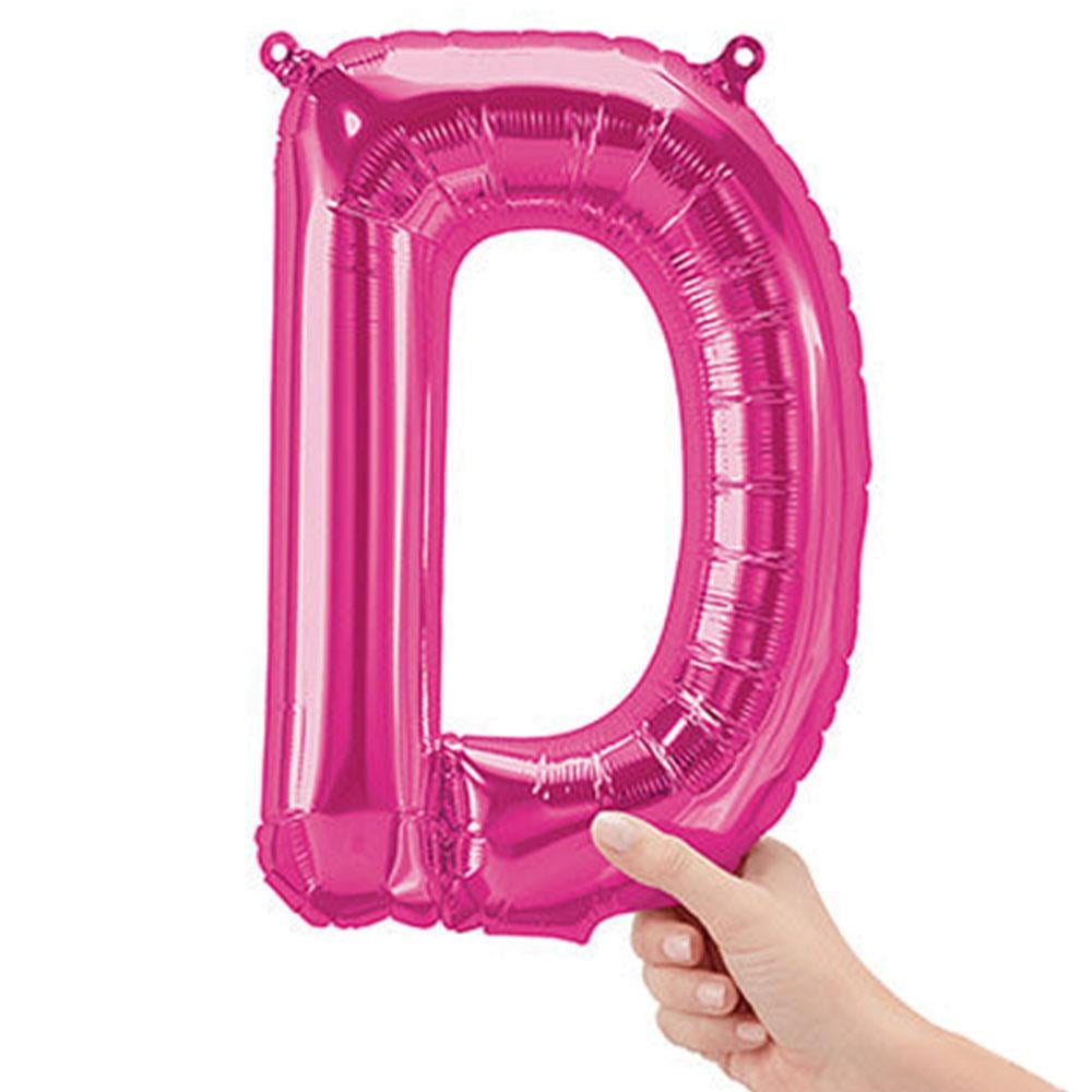 D Harf Pembe Folyo Balon 40 cm